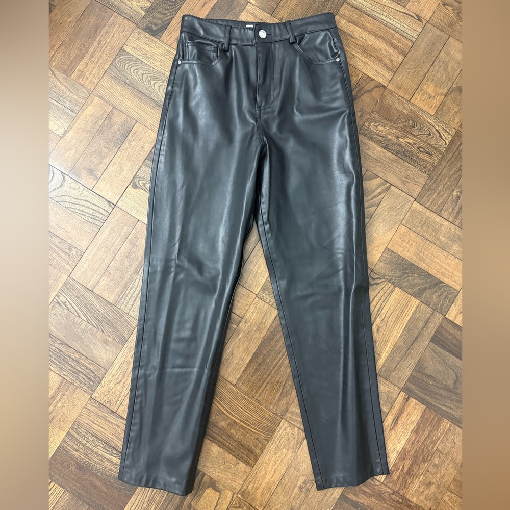 Zara Black Leather-Style Trousers
